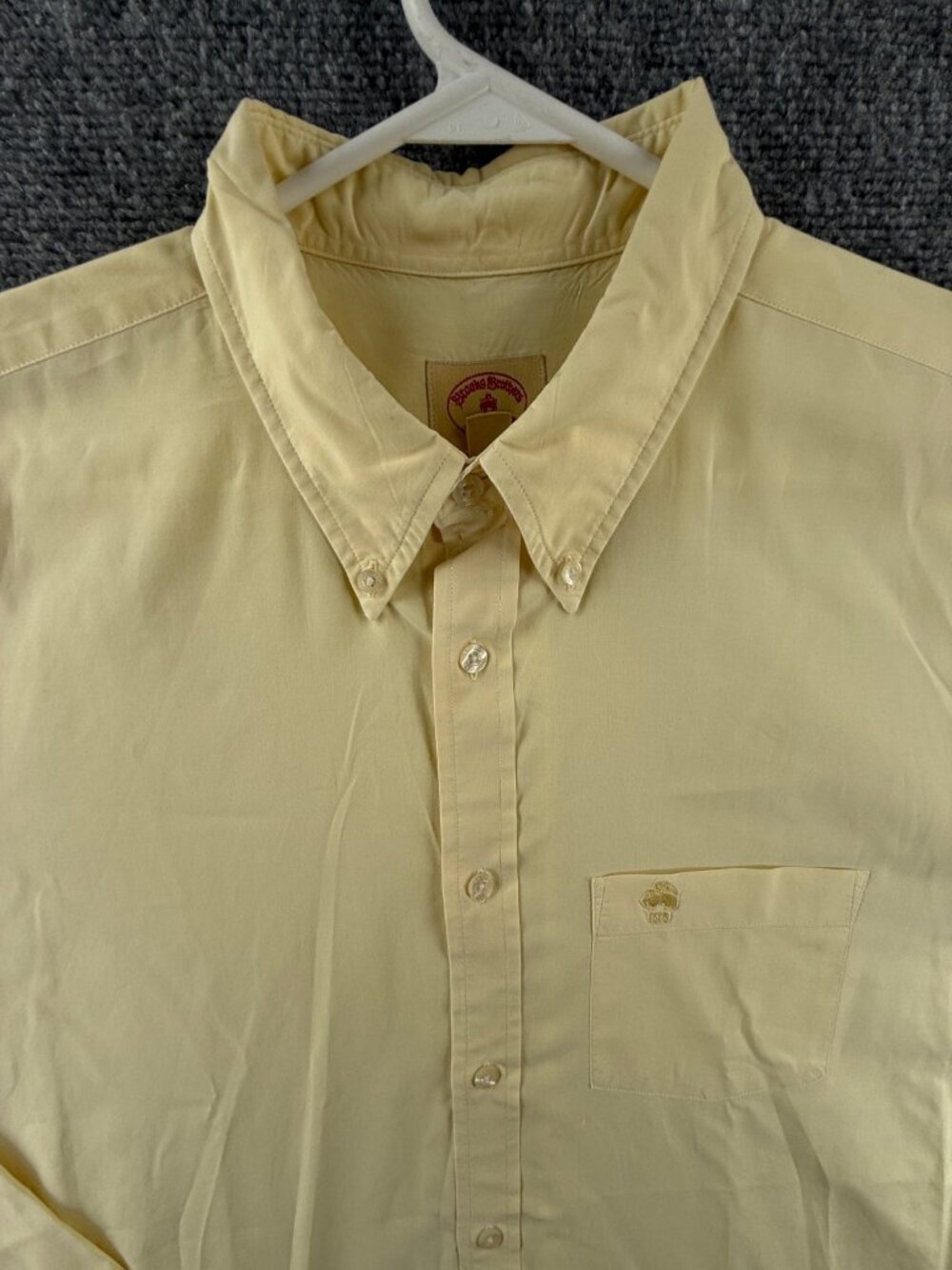 Brooks Brothers Button-Down Woven XL Yellow Men Long Sleeve Shirt Preppy Pocket